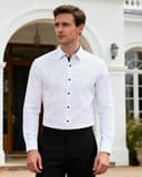 J.VER White Shirts Men Dress Long Sleeve Slim Fit Stretch Non Iron Business Casual Wedding Fashion Formal Shirt M - 3