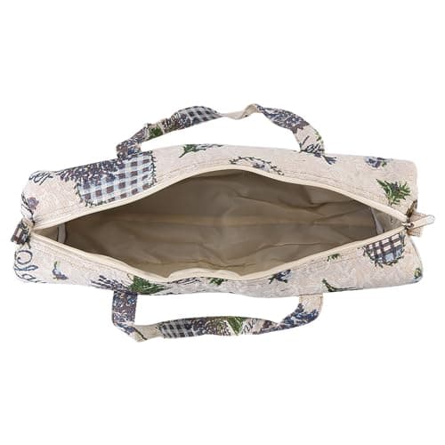Qudinip Borsa Portaoggetti in Tessuto Fatto a Mano, Organizer per Ferri da Maglia Jacquard Floreale con Fori Traspiranti, per Riporre il Trucco da Viaggio, Desktop, Camera da Letto, (Fiore viola)