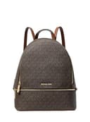 Michael Kors Rhea Medium Signature Logo Backpack Brown - 1