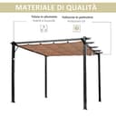 Outsunny Gazebo Pergola da Giardino 3x4m con Telo Scorrevole in Poliestere e Struttura in Alluminio, Grigio e Marrone - 4