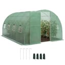 Outsunny 3 x 4 m Walk-in Polytunnel Greenhouse with Hinged Door and 8 Roll Up Mesh Windows, Garden Tunnel Warm House Tent with UV-resistant PE Cover, Galvanised Steel Frame, Green - 1