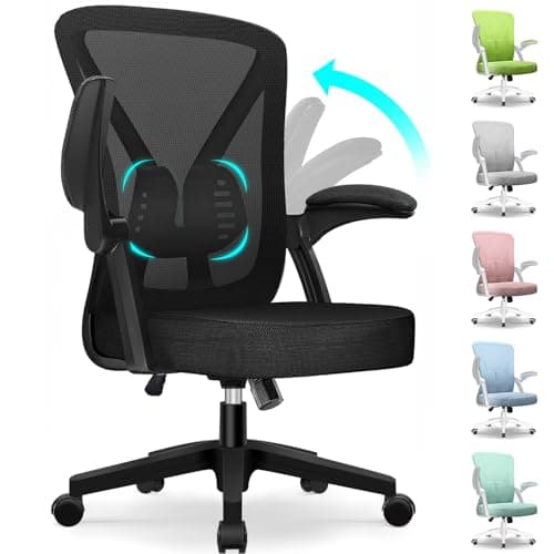 Hinonde Bürostuhl,Schreibtischstuhl mit Hochklappbare Armlehnen und Wippfunktion,360°Drehstuhl,Höhenverstellbarer Bürostuhl ergonomisch Home Office Stuhl mit Atmungsaktivem Netz,Bis zu 150kg