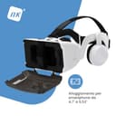 NK Occhiali 3D VR per Smartphone – Visore Intelligenti di Realtà Virtuale con Audio per Smartphone tra 4,7" - 6,53", Angolo Visione 90-100º, Rotazione 360°, Obiettivo e Pupilla Regolabile - Bianco - 3
