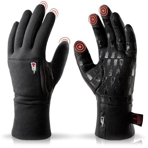 THE HEAT COMPANY - Merino Liner Pro - Guantes Interiores de Lana Merino Suave - Táctiles y Deportivos para Mujeres y Hombres - Negro - Talla L (10-11)