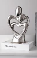 Estatua de cerámica abrazada de pareja, estatua de arte abstracto moderno, escultura de pareja abstracta romántica, para sala de estar, dormitorio, oficina, entrada, chimenea. (Plata A, Grande) - 5