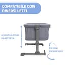 Chicco Next2Me Essential Culla Neonato Fianco Letto, Culla Co-Sleeping, Compatibile con Diversi Letti, Altezza Regolabile, Buona Circolazione dell'Aria, Materasso e Borsa inclusi, 0-6 Mesi, Grigio - 7