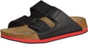 Birkenstock Sandale Arizona Superlauf, Birko-Flor Pantolette Schuh Halbschuh Latsche Zweischnaller Berufsschuh Schuhe Birki Arizona Slipper - Schwarz/Rot - Normal - Gr. 43 - 4
