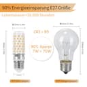 I-SHUNFA Lampada a LED da mais E27 dimmerabile da 7W, luce bianca calda da 3000 Kelvin, sostituisce la alogena da 70 watt, a risparmio energetico da 1000Lm A60 Edison, (4 pezzi). - 2