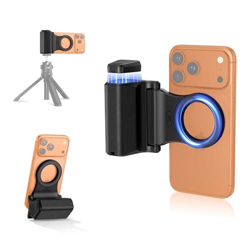Magnetic Phone Camera Grip,Shutter Grip for iPhone 17 Pro Max with Bluetooth Remote & 1/4" Tripod Screw for iPhone 16 15 14 13 & Android Smartphone Camera Handle Holder for Video Photo Fun Shooting