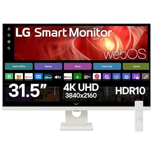 LG SMART Monitor 32U721SA-W, 4K UHD VA 32 inch, 60Hz, 5ms GtG, HDR10, Wi-Fi, Bluetooth, Home office - Remote Desktop, Airplay, webOS smart apps with remote, Speakers, HDMI, USB-C, White