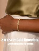 ZHESHY Pulsera Mujer Plata Oro 14k Cadena Con Perlas Corazón Ajustable Apilables Personalizada Joyas Para Mujer Regalo Cumpleaños Amigas - 8