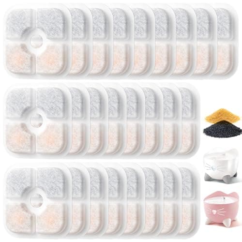 25 Stück katzenbrunnen filter Ersatz für catit pixi trinkbrunnen filter,filter für katzenbrunnen Mit dreifachem Filtersystem, einschließlich Harz und Aktivkohle,Kompatibel mit catit trinkbrunnen,