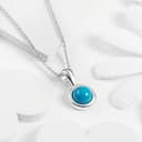 HENRYKA 925 Sterling Silver & Turquoise Round Charm Necklace | Minimal Pendant | Bridesmaid Jewellery | Hypoallergenic Women's Jewellery with Gift Box - 4