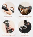 Vangoa - Chitarra acustica elettrica cutaway 104,1 cm, con equalizzatore a 4 bande, borsa, tracolla, accordatore, corda, plettri e capotasto 41 inch Nero - 5