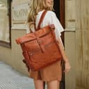 Gusti Rucksack Leder Milo Vintage Leder Rucksack Herren Damen mit Laptopfach wasserdicht Handgepäck 15 Zoll Organizer AirTag-Fach robust business Schulrucksack - 2