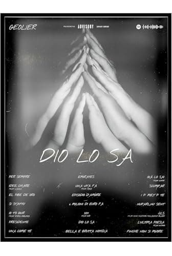 Generico Geolier Album Dio Lo Sa Quadro, Cornice nera, Trap/Rap Italiano, Hip Hop, Icone, Decorazioni, Stampa (Dio Lo Sa, CORNICE, 30x40 cm)