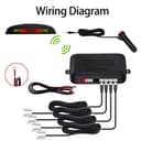 Kit di assistenza al parcheggio senza fili, sistema radar posteriore con 4 sensori PDC, display LED senza fili della distanza con avviso acustico + 4 sensori di parcheggio posteriori di colore bianco - 6