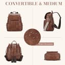 VASCHY Rucksack Damen Leder, Lederrucksack Elegant Mode Rucksackhandtaschen Mittelgroß Rucksäcke für Frauen mit Gitarrenriemen, Braun - 6