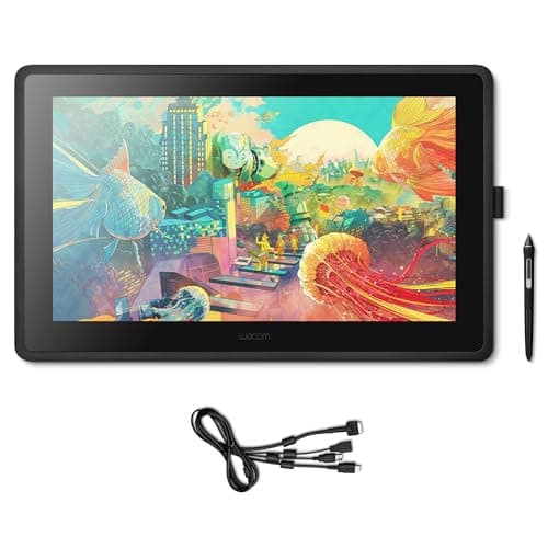 Wacom Cintiq 22, Display full HD da 1.920 x 1.080 Interattivo con Penna di Precisione Wacom Pro Pen 2, comp, Supporto Regolabile per Illustrare e Disegnare, Colori Vivi e Android 6.0 Marshmallow