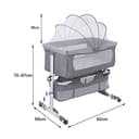 Willonin Culla Co-sleeping con materasso e zanzariera 2 in 1 Lettino Co-sleeping per neonati da 1 a 36 mesi (92 * 58 * 70-87cm, Grigio) - 2