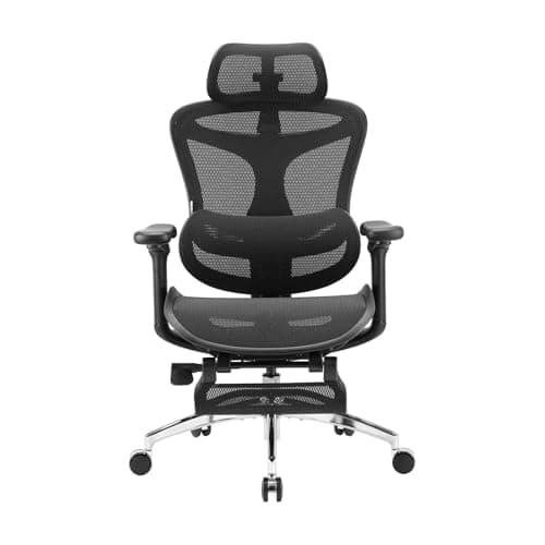 SIHOO Sedia da ufficio ergonomica supporto lombare dinamico, braccioli 3D schienale regolabile, poggiapiedi per un comfort ottimale, sedia scrivania domestico, Doro C300,2 confezioni,Nero(150kg)
