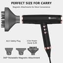 slopehill Ionen Haartrockner, 110,000RPM Bürstenloser Motor Schnelles Trocknen Föhn mit Magnetischer Diffusor, Wenig Lärm/Biokeramische Technologie, für Zuhause, Reisen, Salon (Mattschwarz) 2 - 5