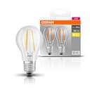 Osram LED Base Classic A, in Piston Shape with E27 Socket, Non-dimmable, 7W - Replaces 60 watts, flam Color Clear, Warm White - 2700 Kelvin, 2-Pack - 4