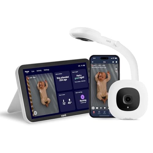 Nanit Sistema Smart Baby Monitor con supporto da pavimento, video cristallino, notifiche in tempo reale, insight del sonno, schermo da 8 pollici, integrazione app e display da 8 pollici
