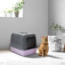 Ferplast Katzenklo, Katzentoilette mit Deckel, 2 geruchshemmende Aktivkohlefilter, abgedunkelte Schwingtür, 36 x 47 x h 35 cm, Clear CAT 10 Haustiertoilette - 2