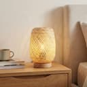 BARCELONA LED – Lampada da tavolo in vimini e legno “Ruka” – Design artigianale con paralume a griglia. Stile rustico, boho naturale. E27 – Lampada da tavolo ideale per soggiorno, camera da letto. - 7