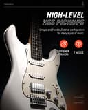 Donner Guitarra Electrica, Pack Guitarra Electrica de Tamaño Completo HSS Pickup Coil Split, Kit Guitarras Electricas Amplificador, Accesorios, DST-152W White - 4