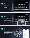 ORIA Trasmettitore FM Bluetooth per Auto, Vivavoce Bluetooth 5.3 per Auto con Ricarica Rapida PD 36W+QC3.0, Sincronizzazione LED Musicale, Luce Ambientale Colorata, Supporta Disco USB - 7