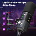 NearStream Microfono a Condensatore USB/XLR Compatibile con PC,MAC,iPad,Mixer,Interfaccia Audio, Microfono da Tavolo con Riduzione del Rumore& Muto&Monitoraggio& Guadagno,Plug and Play,AM25X - 2