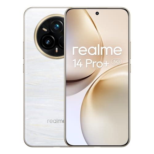 realme 14 Pro+ Smartphone 5G, bianco, fotocamera Sony OIS Periscopica 3X, design che cambia colore sensibile al freddo,batteria 5130 mAh,18GB(8+10expansione)+256GB,IP69,Nessun adattatore
