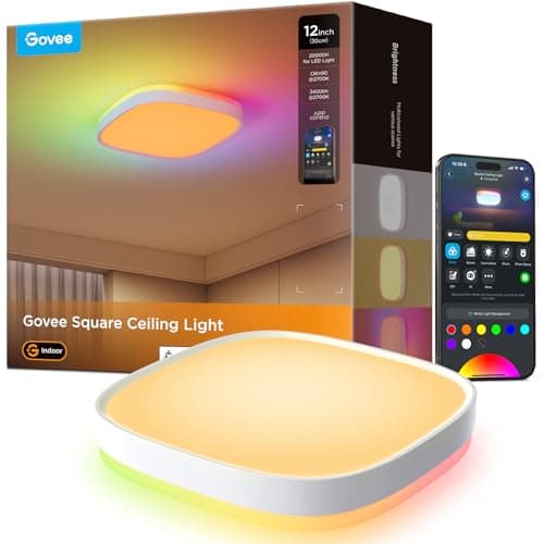 Govee Lampara Techo LED, Inteligente Plafon LED Techo 24W RGBIC 2400LM Compatible con Matter, Alexa y Google Assistant, 16 Millones de Colores DIY para Dormitorio Sala de Estar Cocina Cuadrada, 30cm