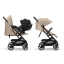 Cybex Gold Kinderwagen Beezy mit One-Pull Harness, Ab Geburt bis ca. 4 Jahre (max. 22 kg), Kompakt und ergonomisch, Almond Beige (Beige mit schwarzem Rahmen) - 5