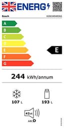 Bosch Home & Kitchen Appliances Bosch KGN34NWEAG Serie 2 Freestanding Fridge Freezer, No Frost, 297L capacity, 60cm wide, White - 18