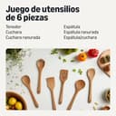 Amazon Basics Utensilios de Cocina de Madera de Acacia Preaceitada, Juego de 6 Piezas, Aptas para Utensilios de Cocina - 2