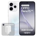 OPPO Reno15 5G Smartphone Sbloccato, 8+512GB, Ritratto Telefoto Vibe 3.5x, Display AMOLED 6.59" HDR10+, Batteria 6500mAh, Snapdragon 7 Gen 4, IP69, Aurora White (Include Caricatore 80W SUPERVOOC) - 1