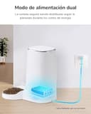 FUKUMARU Comedero Gato Automatico WiFi, 4L Dispensador Comida para Perro/Gato con Dos Cuencos, Programa Personalizado de Alimentación Automática, Funcionamiento por Pilas y cableado eléctrico, Blanco - 7