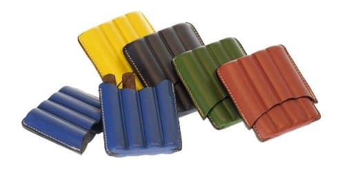 LUBINSKI - PORTA QUATTRO SIGARI MEZZO TOSCANO IN CUOIO HARLEQUIN COLORE GIALLO