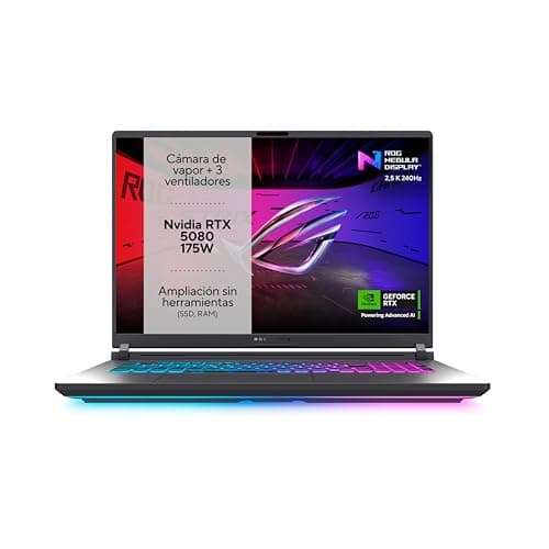 ASUS ROG Strix G18 G815LW-S9046 - Portátil Gaming de 18" WQXGA 240Hz (Core Ultra 9 275HX, 32GB RAM, 1TB SSD, NVIDIA GeForce RTX 5080 16GB, Sin Sistema Operativo) Gris Eclipse - Teclado QWERTY español
