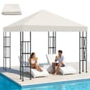 Qdreclod Toldo Recambio 3x3 m Pergola, Techo Repuesto para Cenador Impermeable 300D Protección UV, Funda Transpirable para Pérgola de Jardín, Reemplazo Resistente al Viento para Gazebo Exterior, Beige - 1