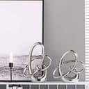 Estatua moderna de cerámica plateada – Acento abstracto para el hogar y figura de mesa para sala de estar, dormitorio, baño, oficina, estante, mantel, boda, decoración de centro de mesa - 7