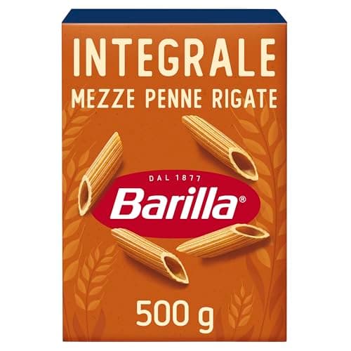 Barilla Pasta Mezze Penne Rigate Integrali, Pasta Corta di Semola Integrale di Grano Duro, Integrale, 500 g