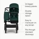 Bugaboo Donkey 6 Single Pushchair, Convertible to Double and Twin Stroller, Pram for Newborn and Toddler, Double Storage Space & Side Basket, Easy to Maneuver One Hand Steering, Fern Green - 5