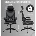 EveryKip® Silla Escritorio Ergonomica Ajustable con Reposabrazos Negro| Ruedas Anti-Arañazos | Sillas Oficina Ejecutiva con Reposacabezas | Cadeira Ergonómica Office Chair (Negro) - 2