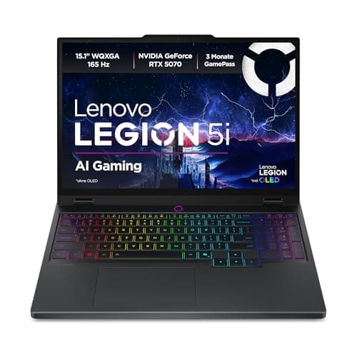 Lenovo Legion 5i 15IRX10 Gaming AI Laptop | 15.1 Inch WQXGA 165Hz OLED Display | NVIDIA GeForce RTX 5070 | Intel Core i7-13650HX | 32GB RAM | 1TB SSD | Win11 | QWERTZ | Eclipse Black | 3 Months