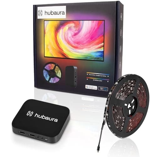HUBAURA Sync Box retroilluminazione HDMI 2.0 Nastro LED sincronizzazione Immagine, Nastro LED per TV 42 a 88 Pollici (83-88 Pollici)