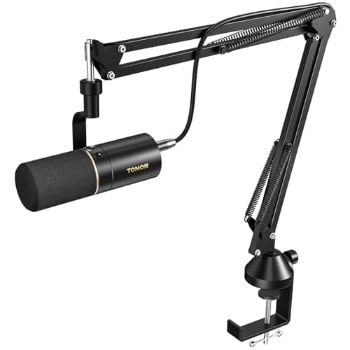 TONOR Dynamisches Microphone mit XLR/USB Kabel, Mikro PC mit Mute Button, Vocal Mic Gesangsmikrofon für Podcast, Streaming, Gaming, Studio und Aufnahme, mit Hight Profile Mikrofonarm, Schwarz, TD510+